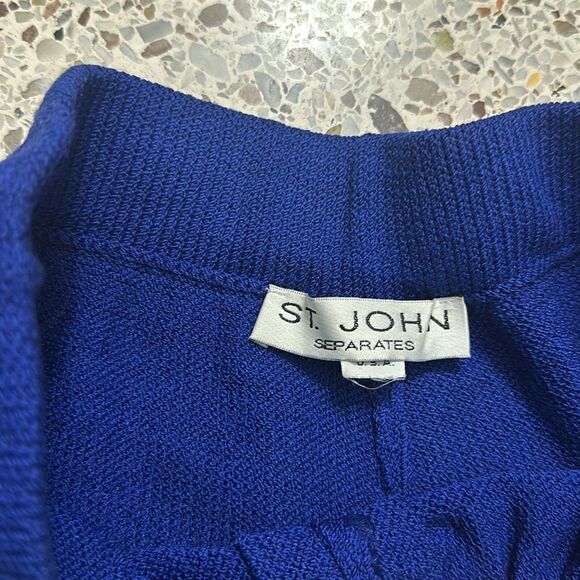 St John Separates dark royal blue knit al blue knit high rise shorts short 6 - Picture 4 of 7